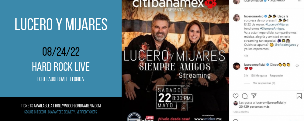 Lucero Y Mijares at Hard Rock Live tickets Lucero Y Mijares at Hard Rock Live